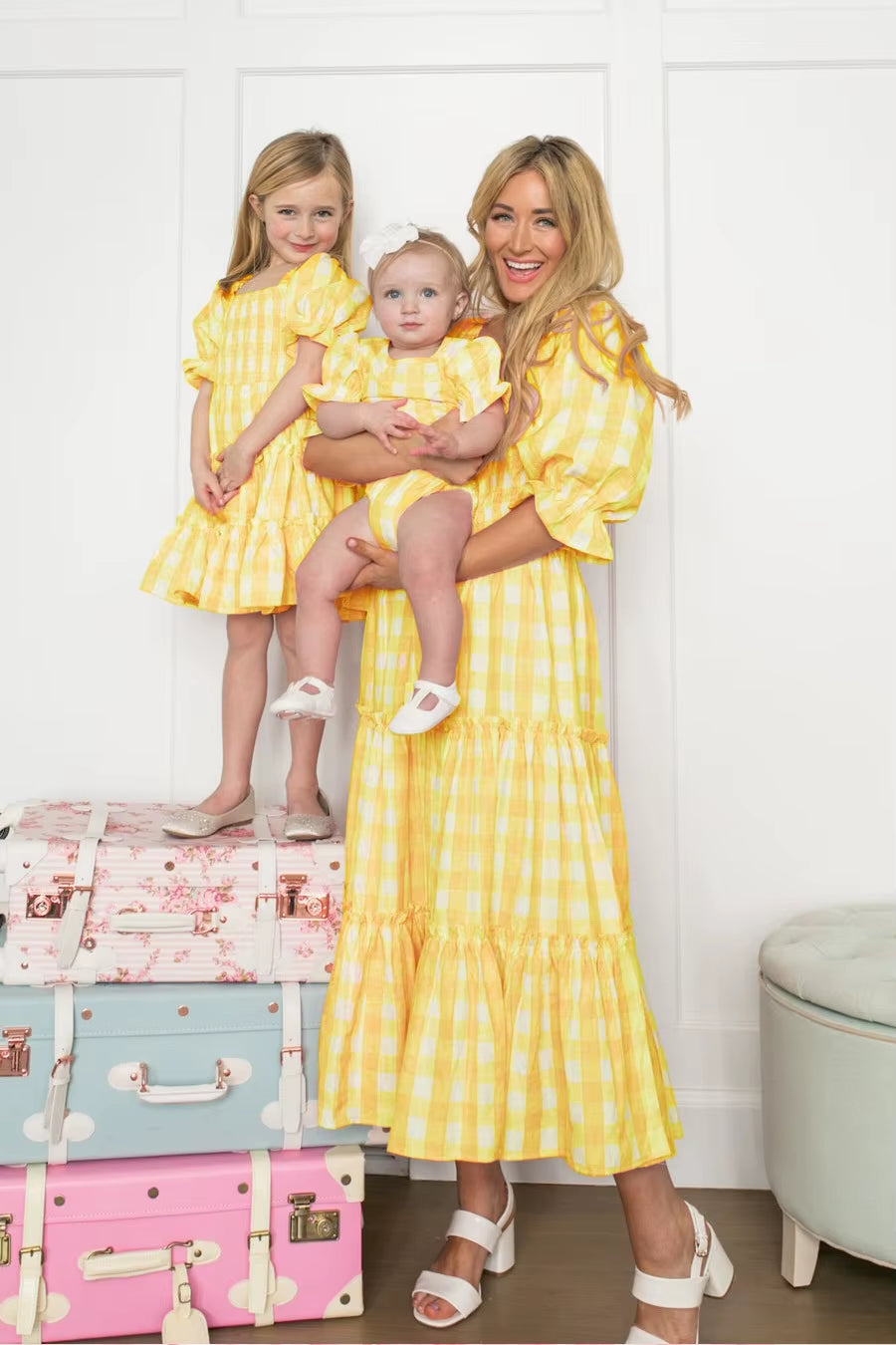 Baby Girls Dress Family Matching Clothes Mother Daughter Dresses Lattice Dress Mom Baby Girl Party Clothes Parent-Child Mom Me