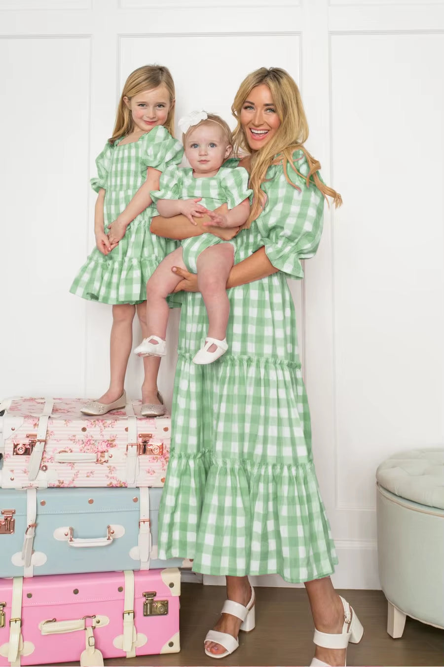 Baby Girls Dress Family Matching Clothes Mother Daughter Dresses Lattice Dress Mom Baby Girl Party Clothes Parent-Child Mom Me