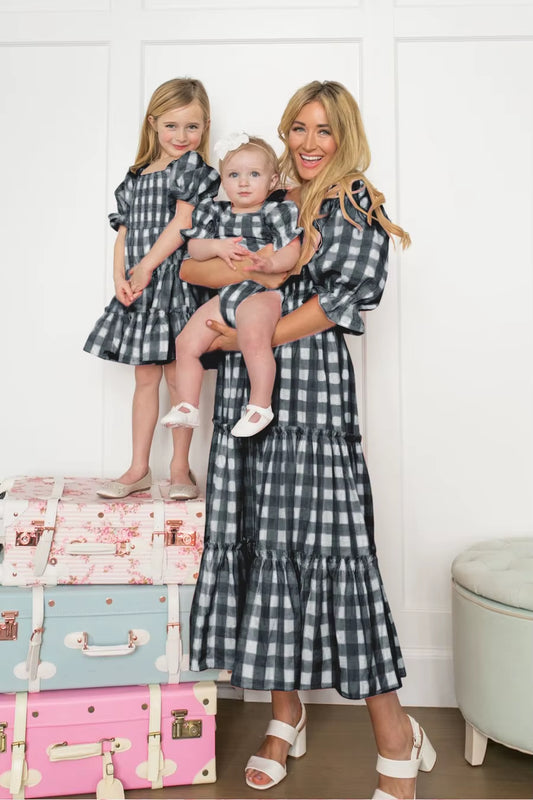 Baby Girls Dress Family Matching Clothes Mother Daughter Dresses Lattice Dress Mom Baby Girl Party Clothes Parent-Child Mom Me