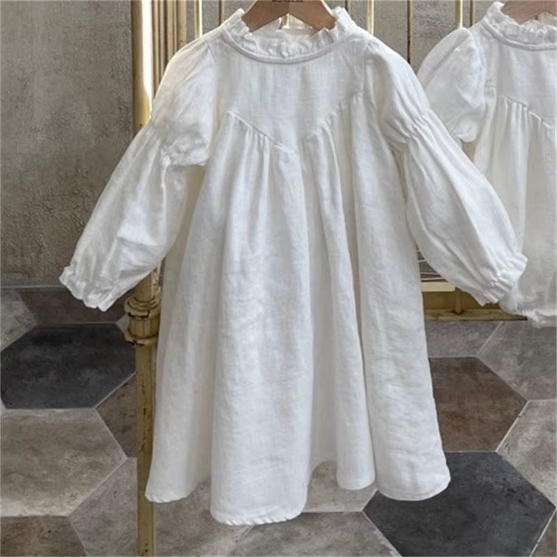 Family Matching Clothes Spring Autumn Baby Girl Dress Mother Daughter Long-Sleeved Solid Cotton Dress Women Dress