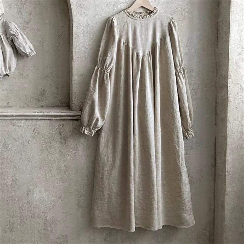 Family Matching Clothes Spring Autumn Baby Girl Dress Mother Daughter Long-Sleeved Solid Cotton Dress Women Dress