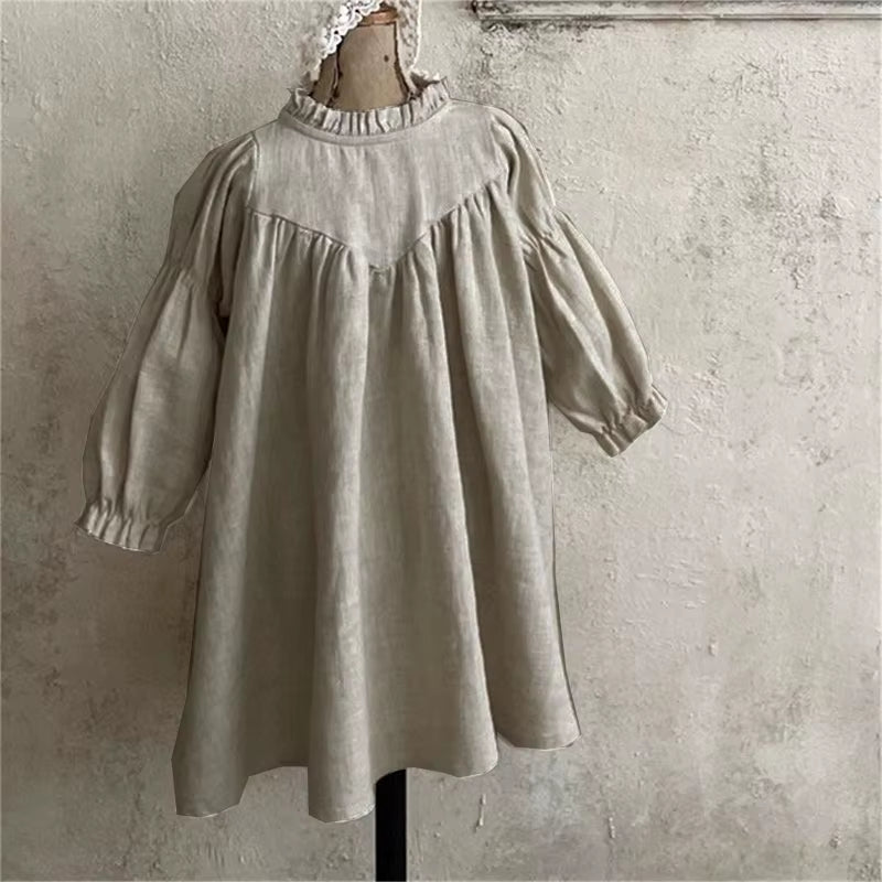 Family Matching Clothes Spring Autumn Baby Girl Dress Mother Daughter Long-Sleeved Solid Cotton Dress Women Dress